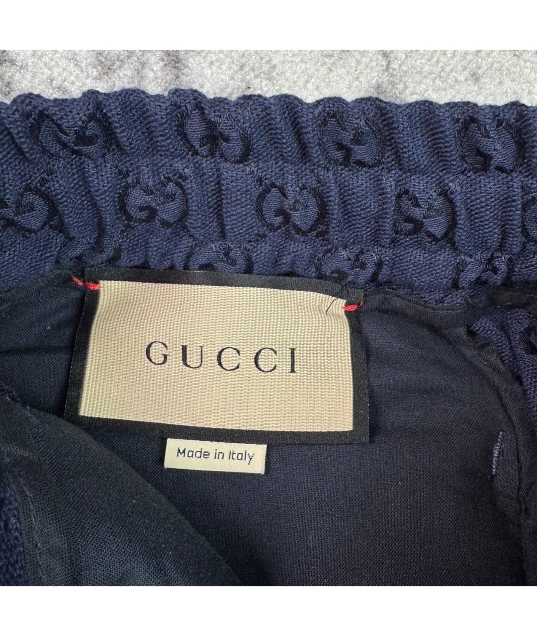 GUCCI Синие хлопковые классические брюки, фото 5