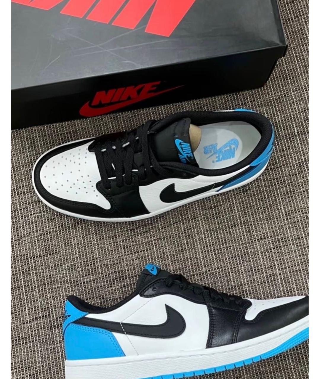 JORDAN Голубые кожаные низкие кроссовки / кеды, фото 2