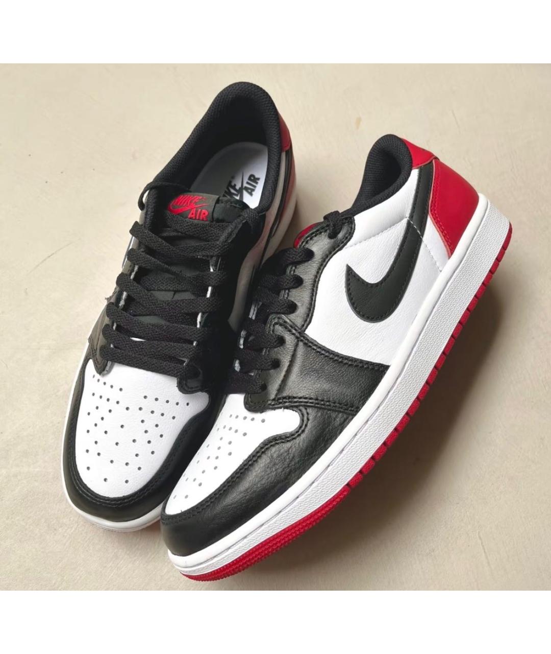 JORDAN Красные кожаные низкие кроссовки / кеды, фото 2