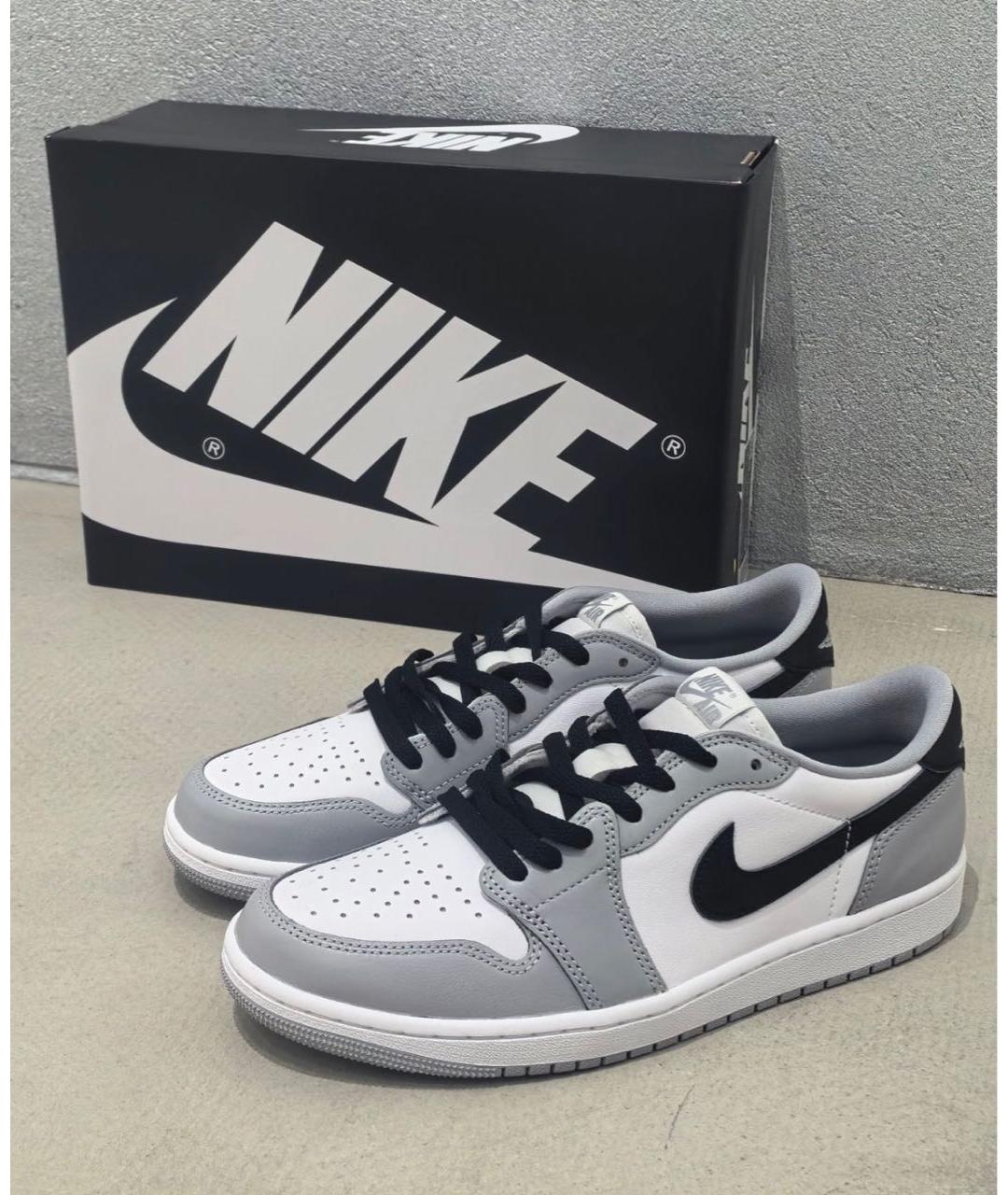 JORDAN Серые кожаные низкие кроссовки / кеды, фото 2