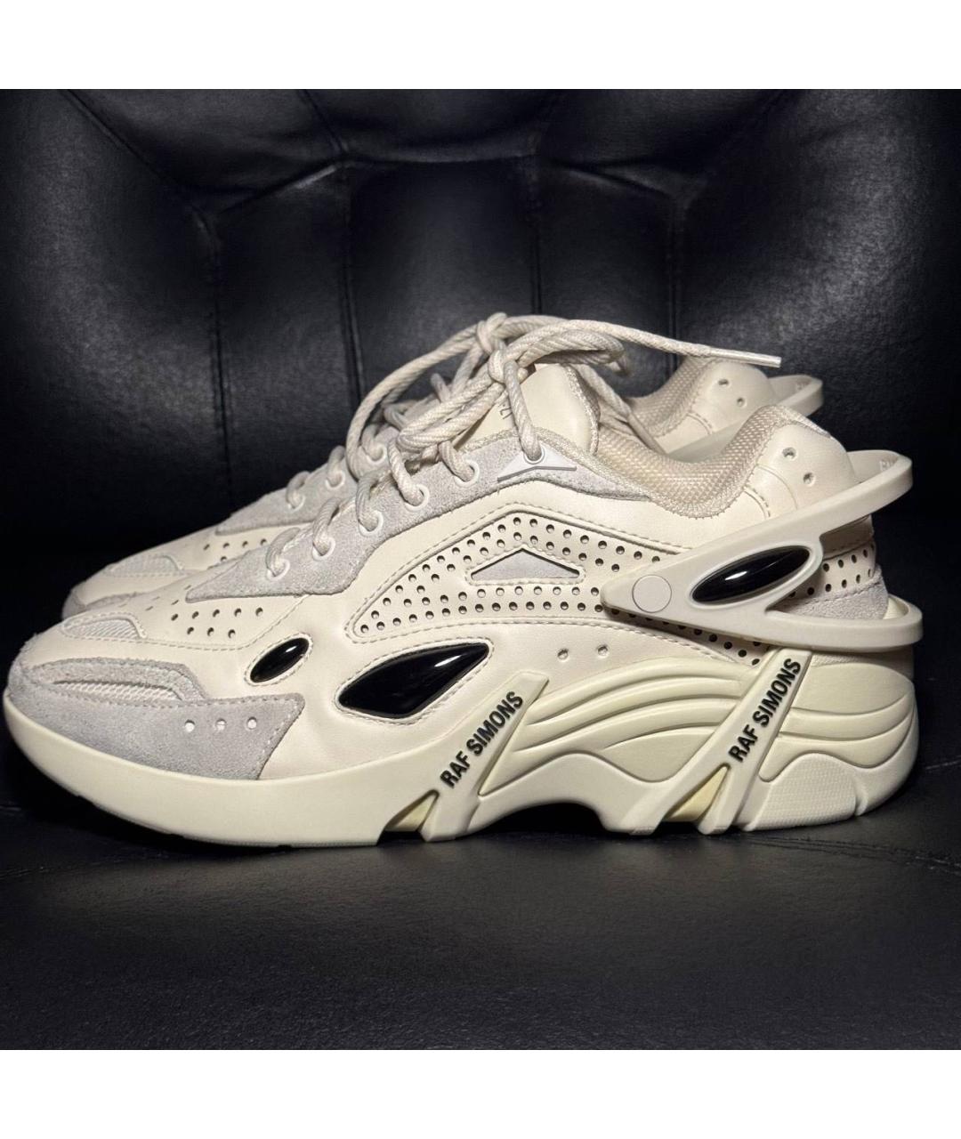 RAF SIMONS Бежевые кожаные низкие кроссовки / кеды, фото 3