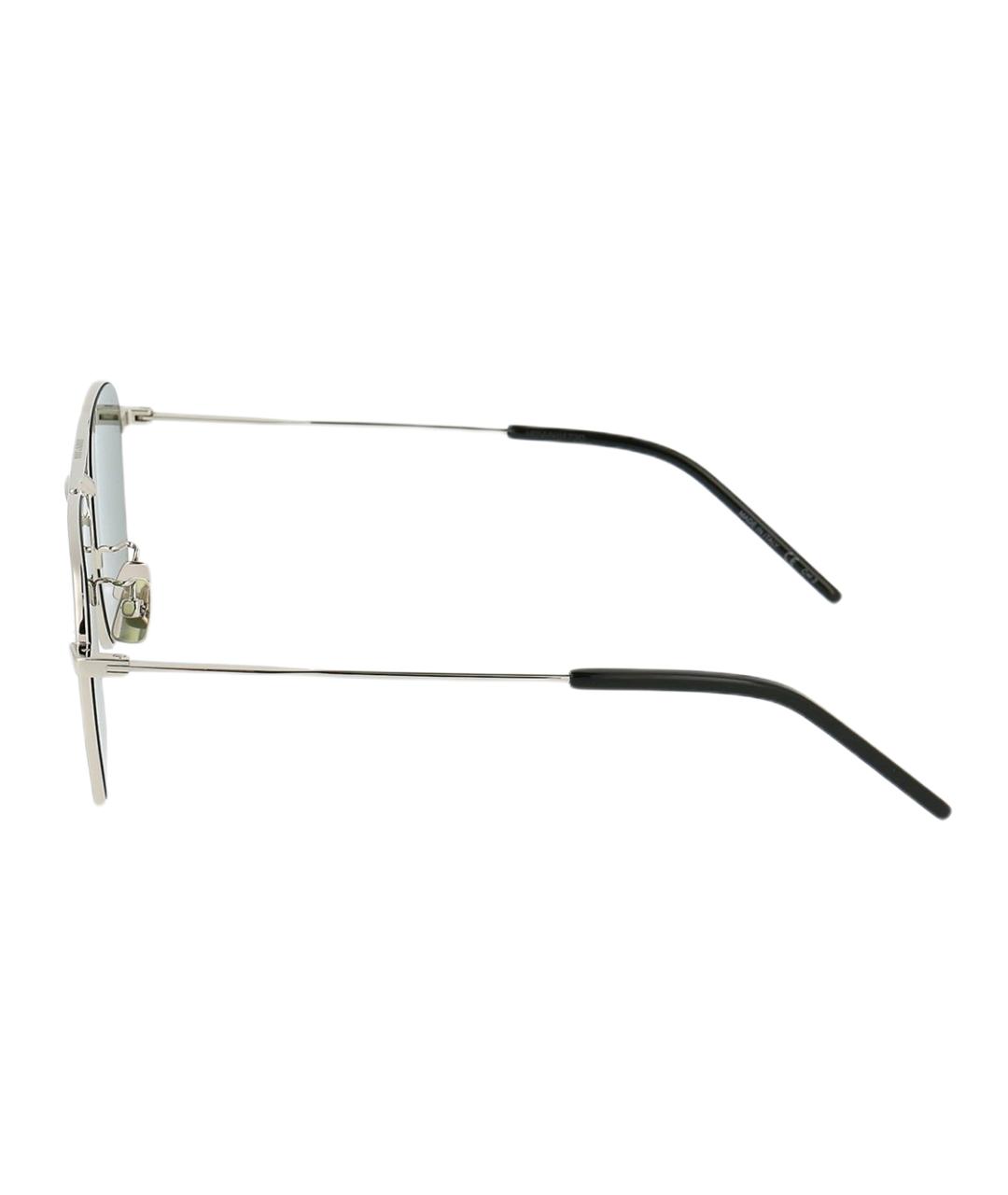 SAINT LAURENT Зеленые металлические солнцезащитные очки, фото 3