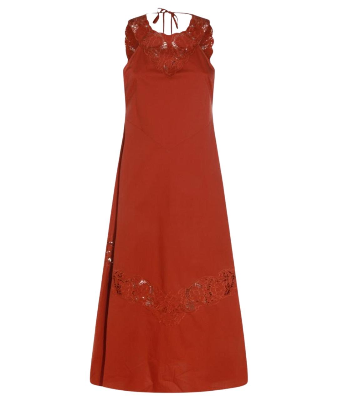 TWIN-SET Красное хлопковое повседневное платье, фото 1