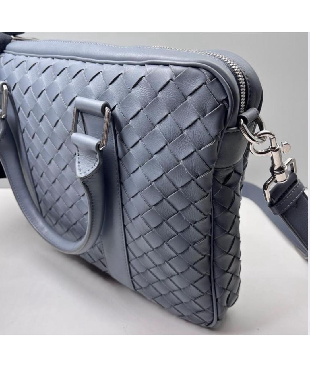 BOTTEGA VENETA Серый кожаный портфель, фото 4