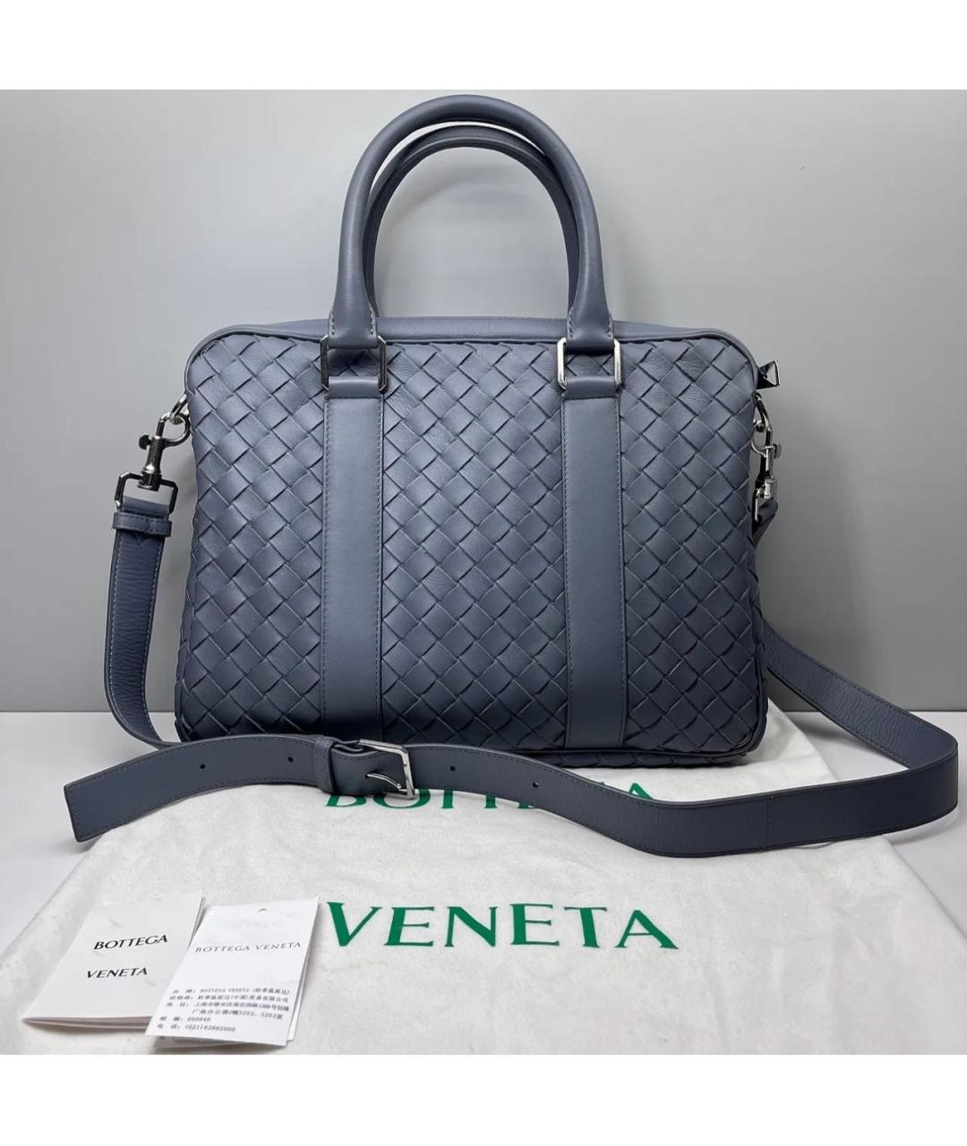 BOTTEGA VENETA Серый кожаный портфель, фото 2