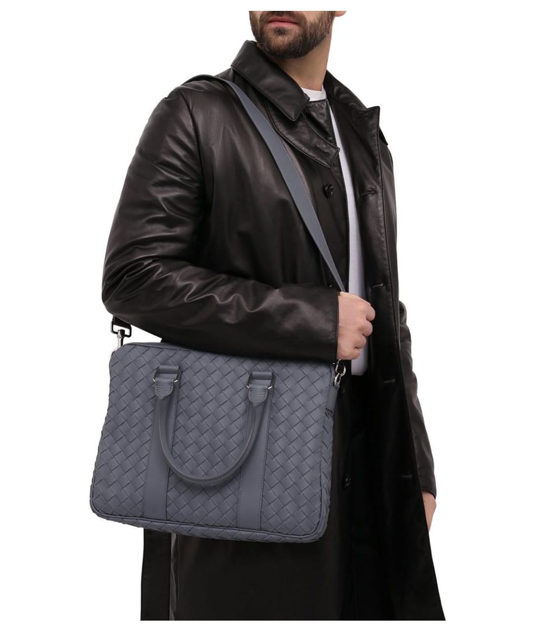 BOTTEGA VENETA Серый кожаный портфель, фото 6
