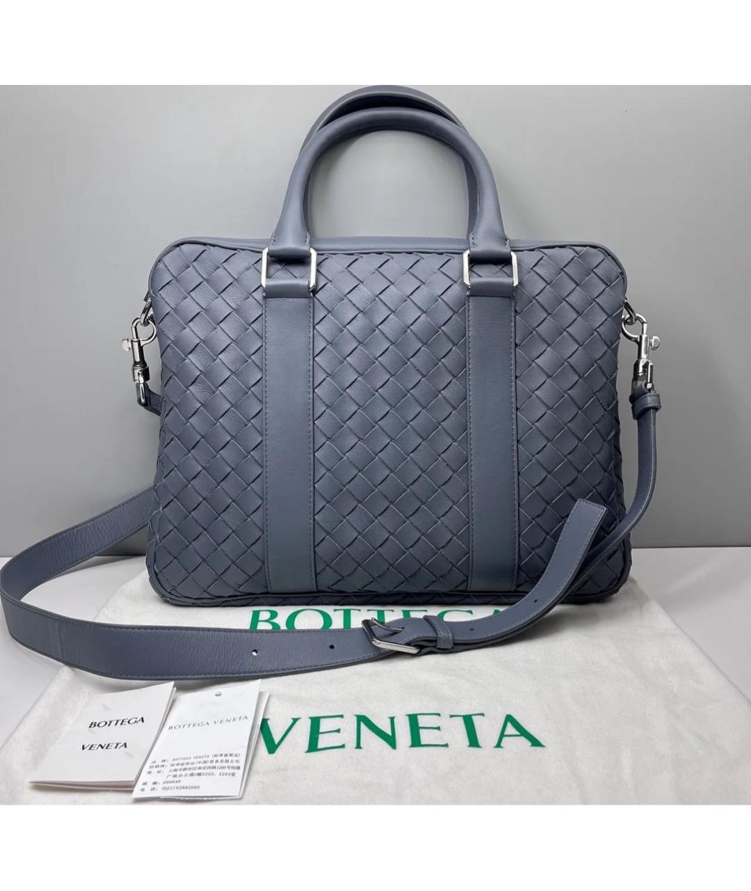 BOTTEGA VENETA Серый кожаный портфель, фото 3