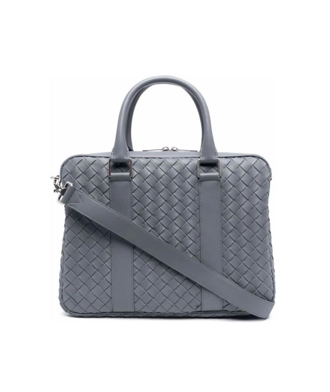 BOTTEGA VENETA Серый кожаный портфель, фото 1