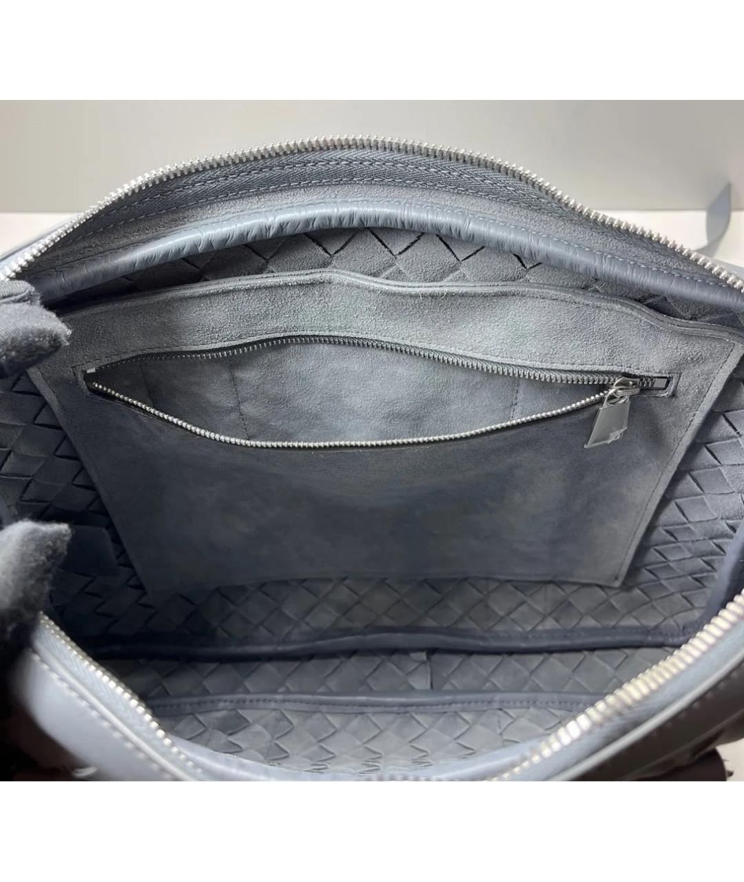 BOTTEGA VENETA Серый кожаный портфель, фото 5