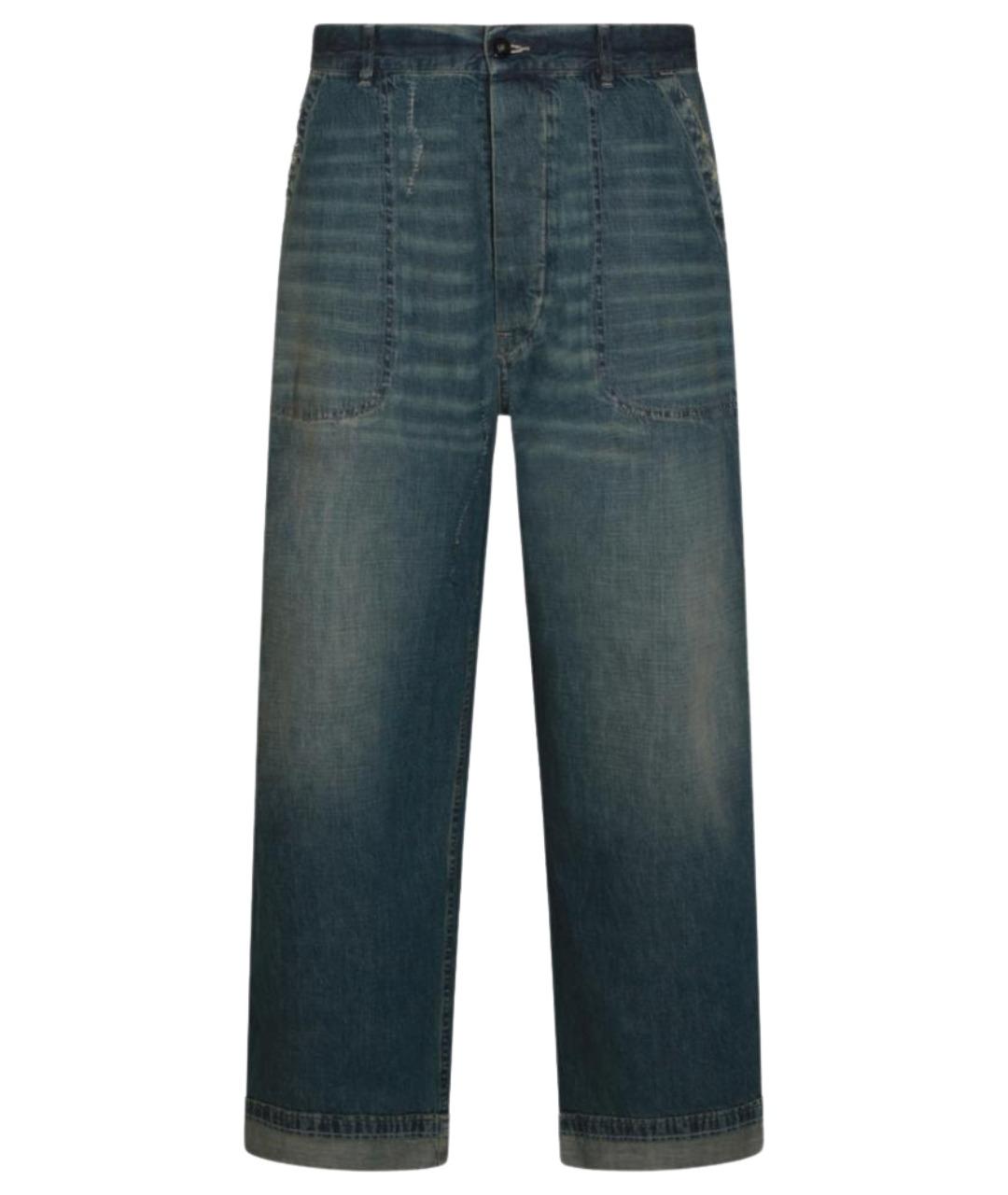 MAISON MARGIELA Синие хлопковые прямые джинсы, фото 1