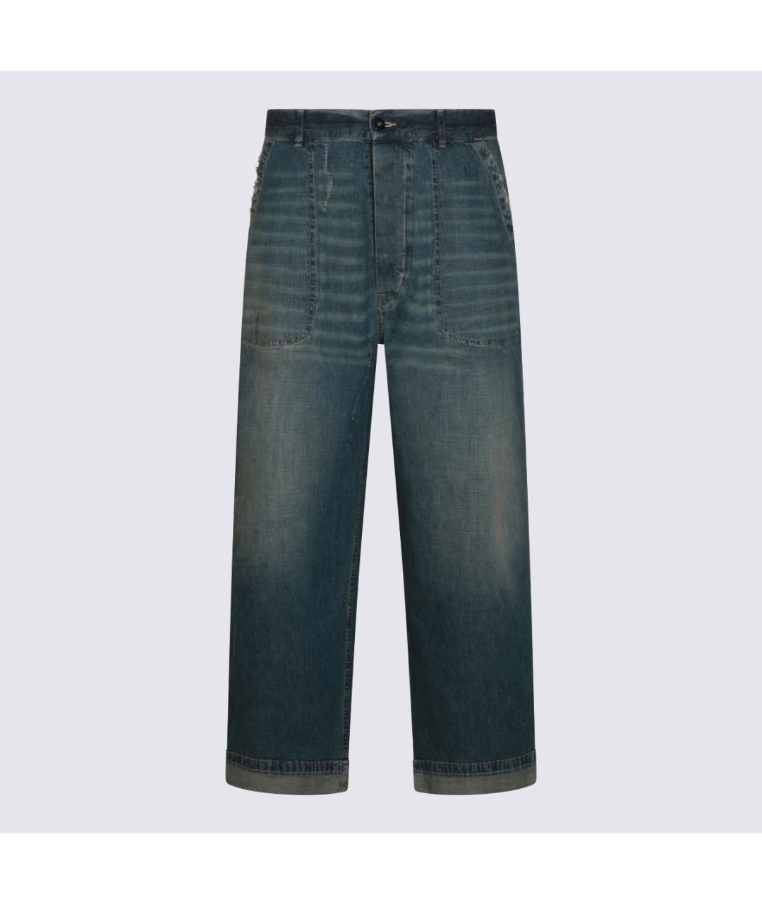 MAISON MARGIELA Синие хлопковые прямые джинсы, фото 6