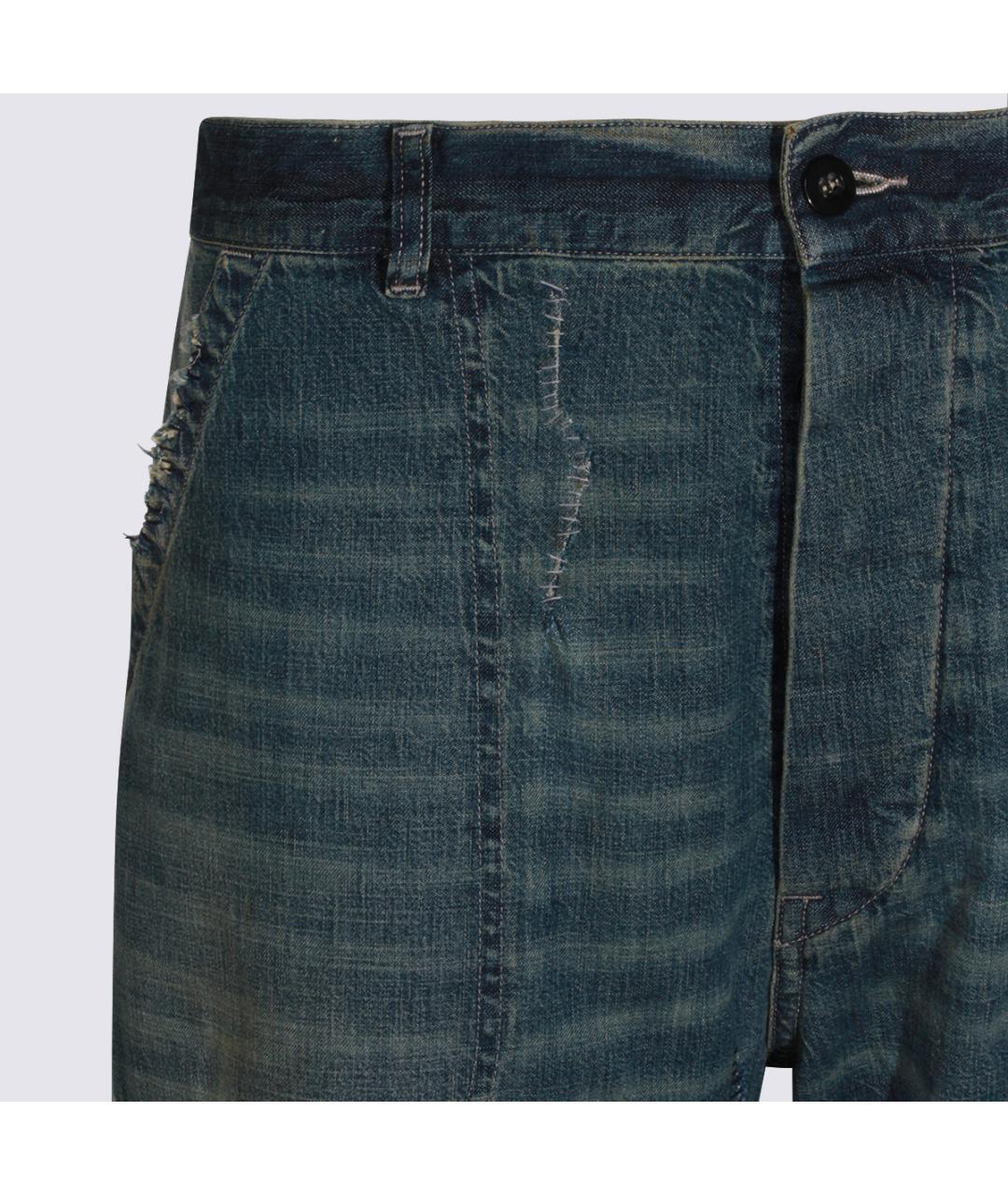 MAISON MARGIELA Синие хлопковые прямые джинсы, фото 3