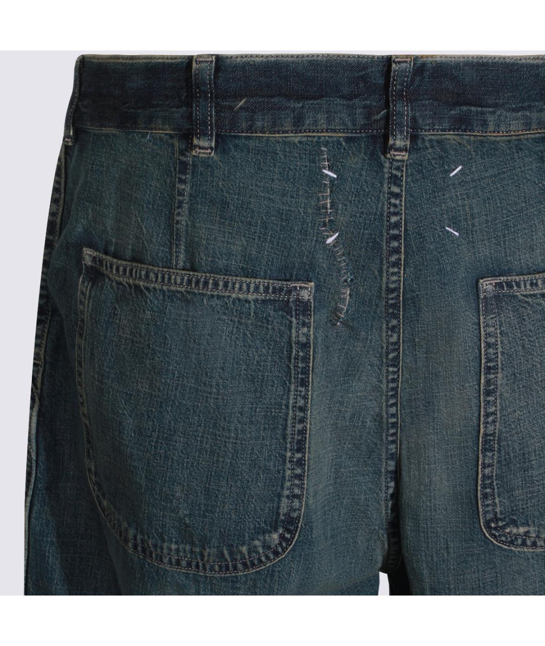 MAISON MARGIELA Синие хлопковые прямые джинсы, фото 5