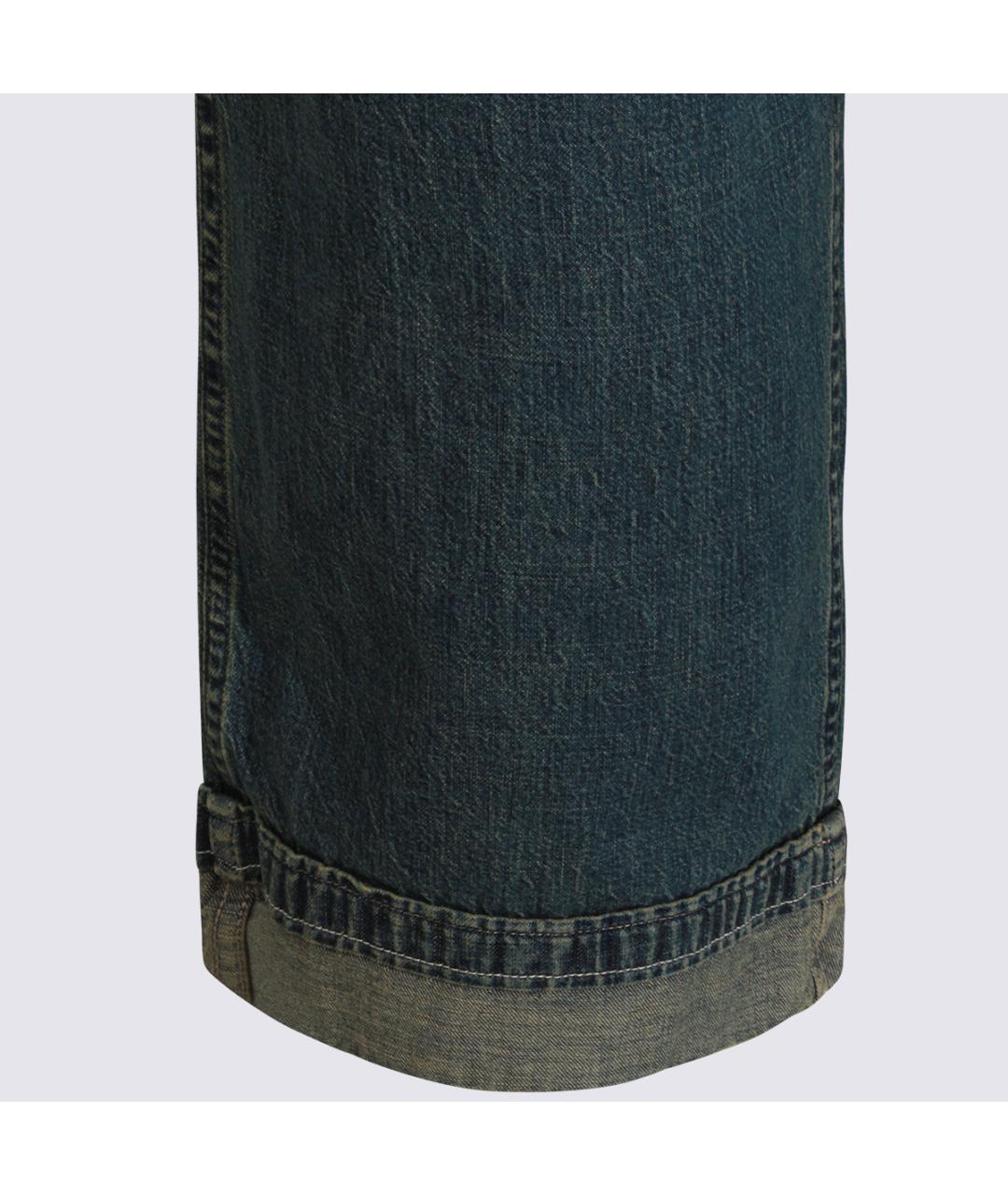 MAISON MARGIELA Синие хлопковые прямые джинсы, фото 4