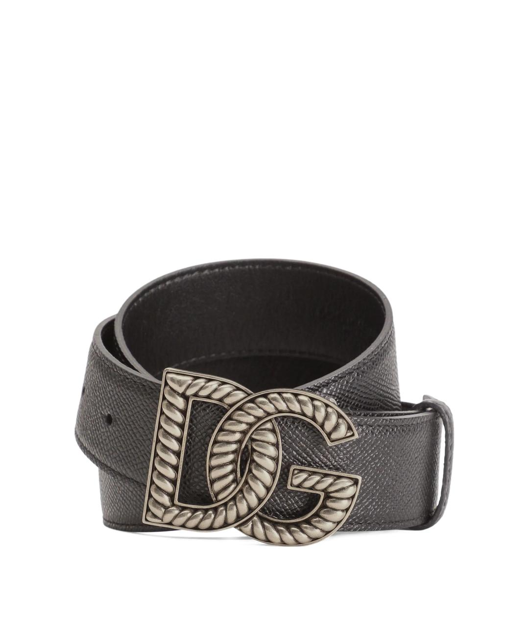 DOLCE&GABBANA Черный кожаный ремень, фото 2