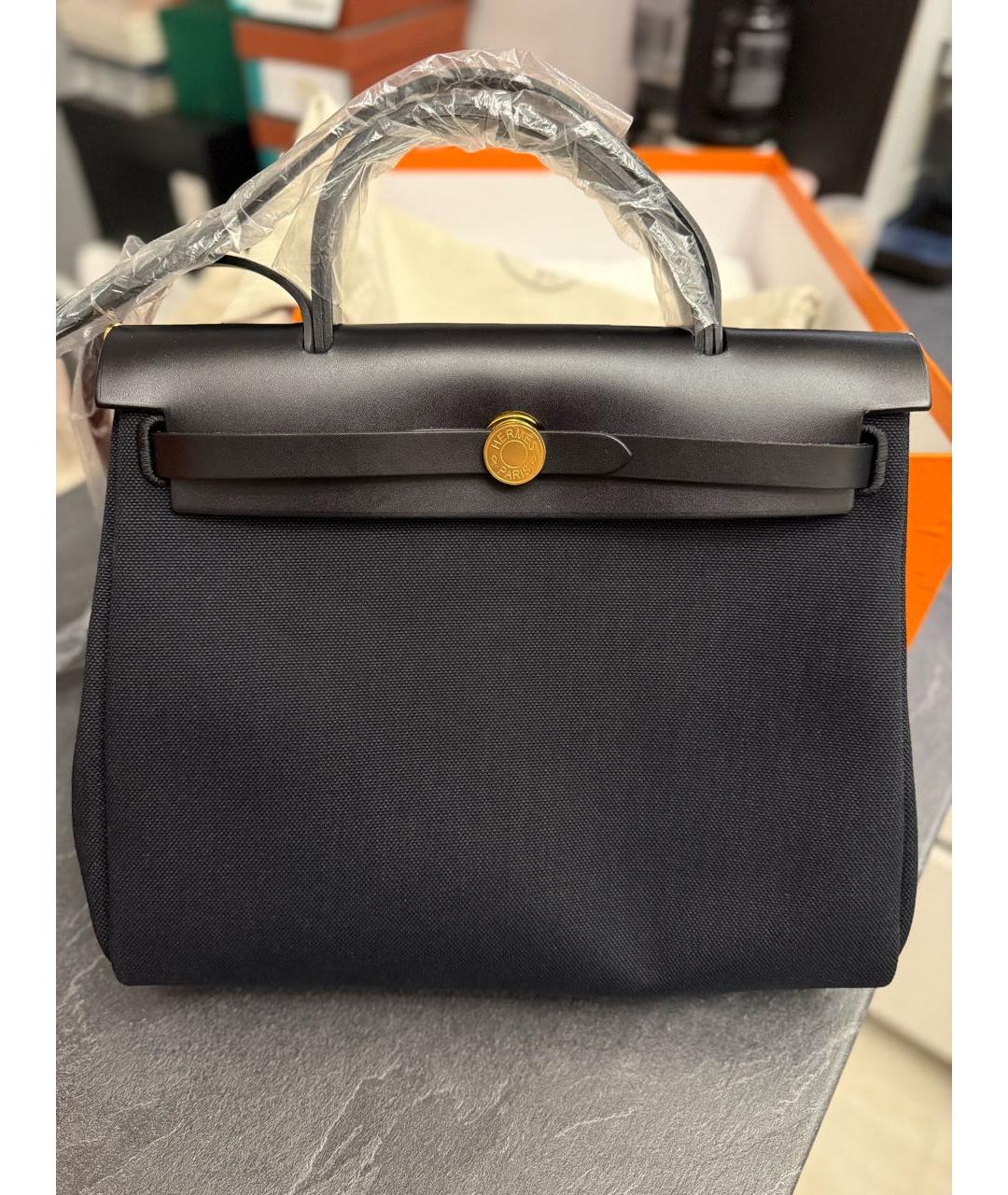 HERMES Черная тканевая сумка через плечо, фото 8