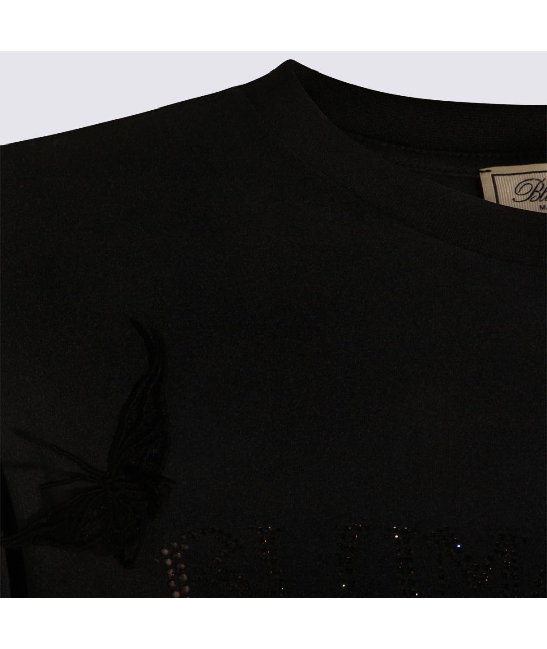 BLUMARINE Черная хлопковая футболка, фото 3