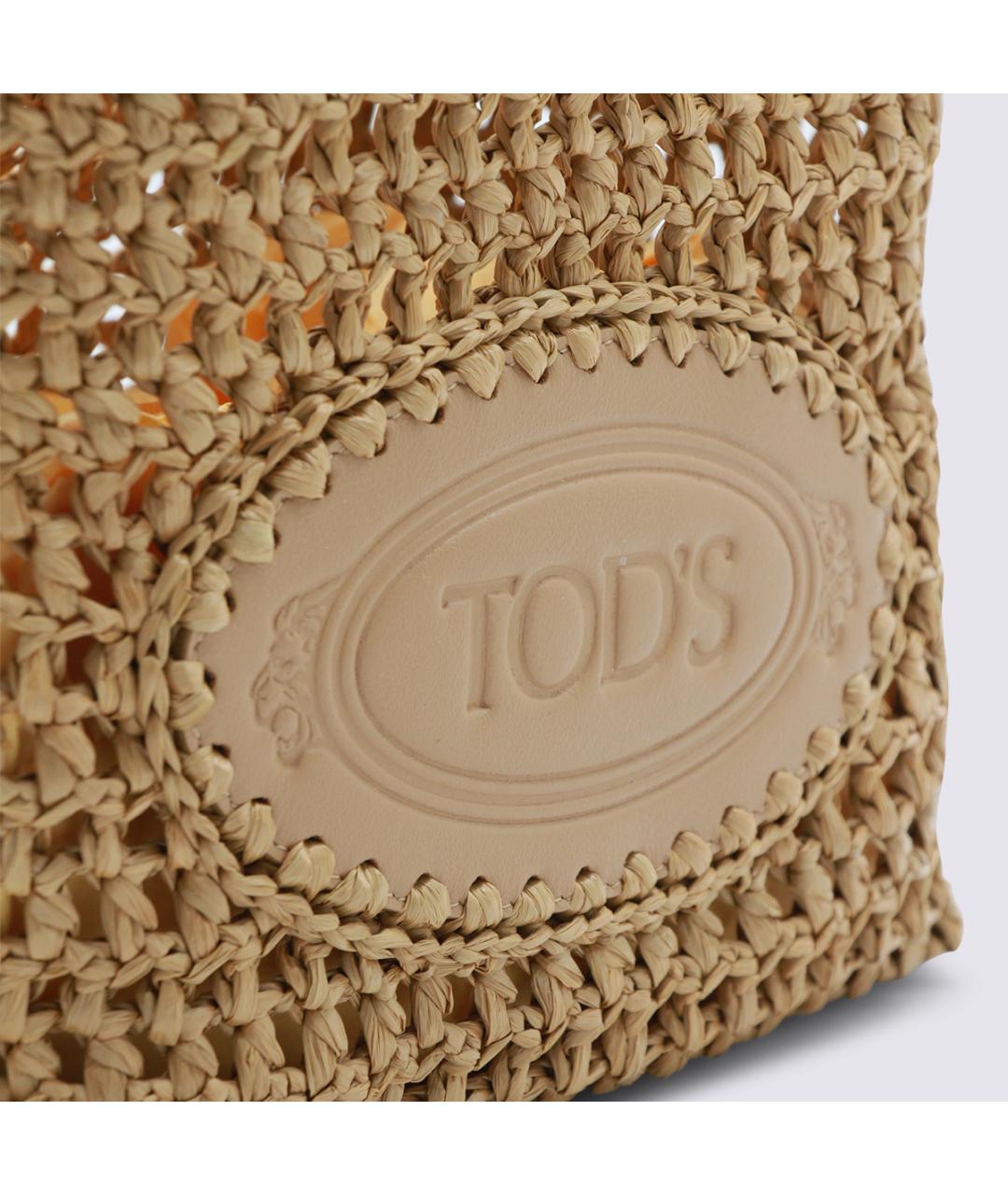 TOD'S Бежевая пелетеная сумка тоут, фото 4