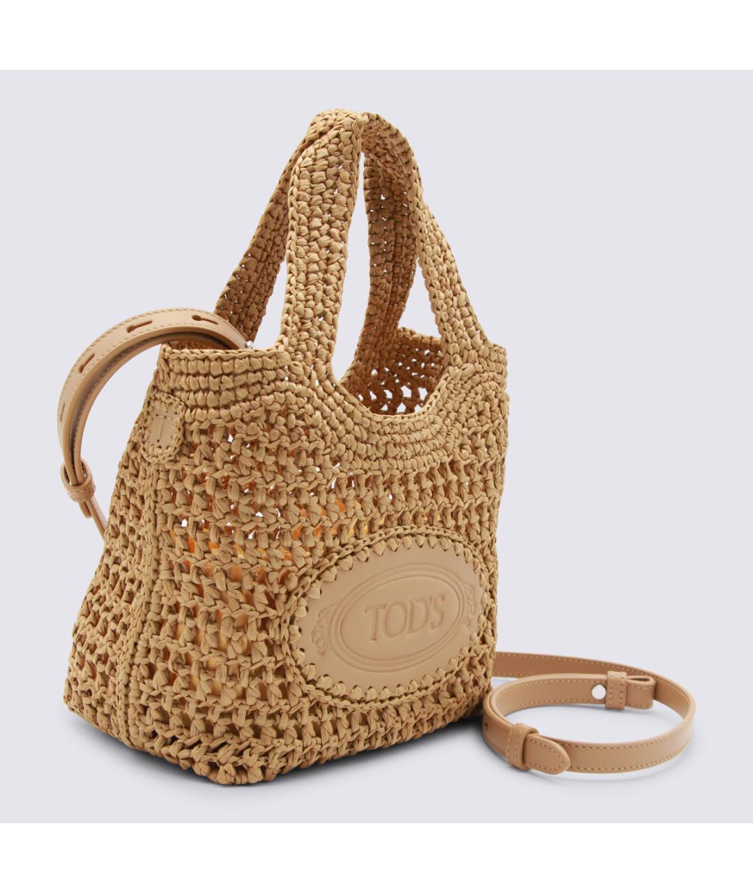 TOD'S Бежевая пелетеная сумка тоут, фото 2