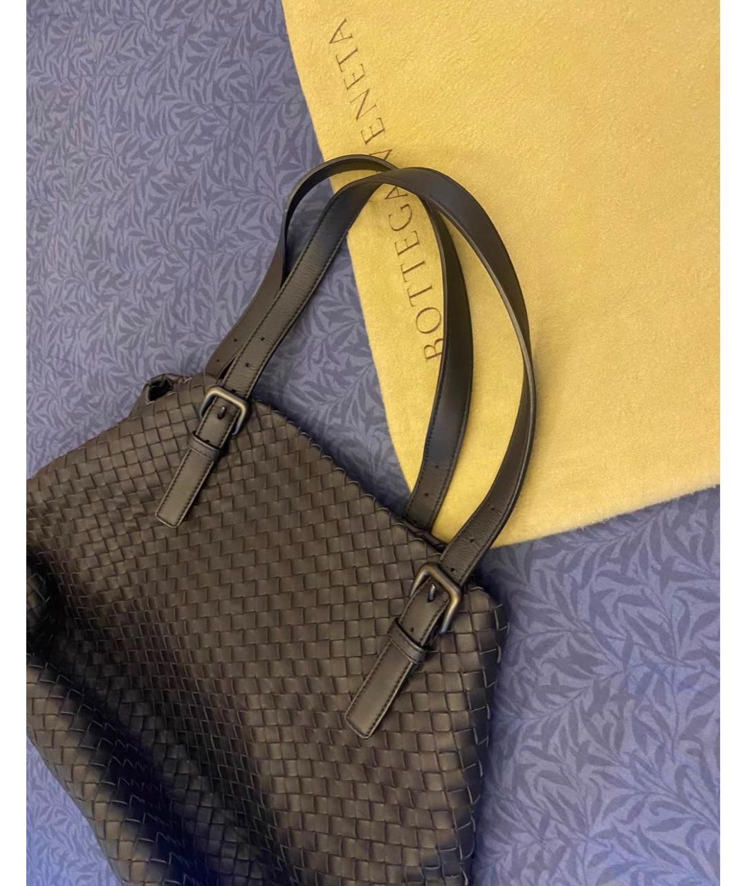 BOTTEGA VENETA Черная кожаная сумка тоут, фото 2