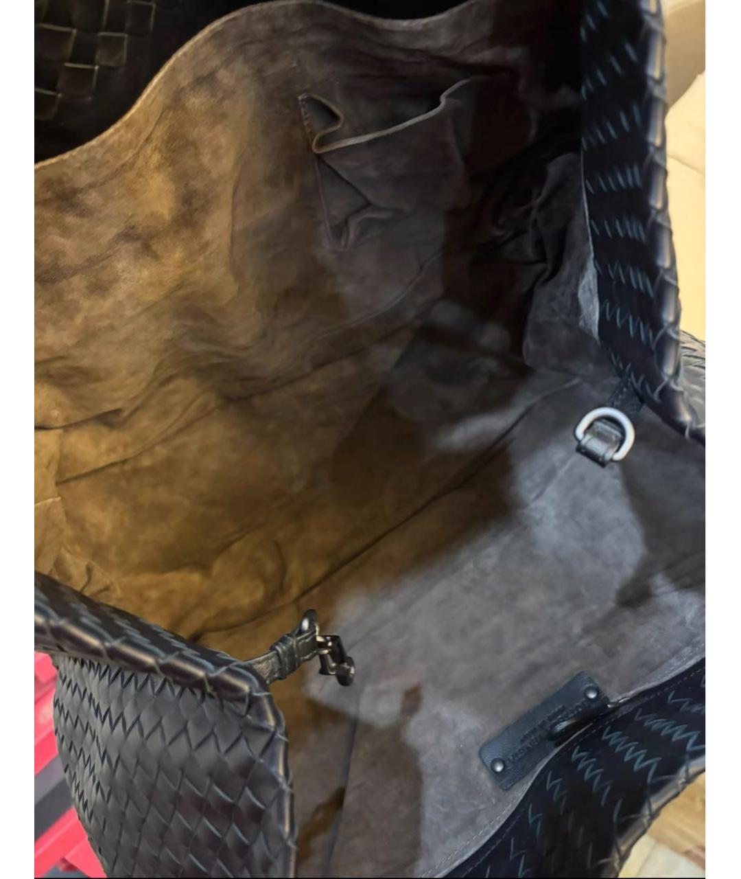 BOTTEGA VENETA Черная кожаная сумка тоут, фото 4