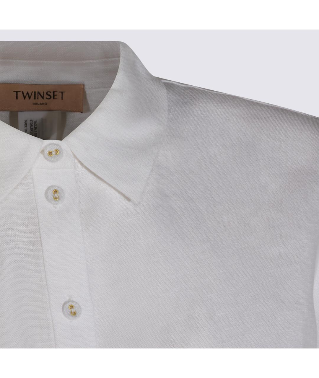 TWIN-SET Белая льняная рубашка, фото 4