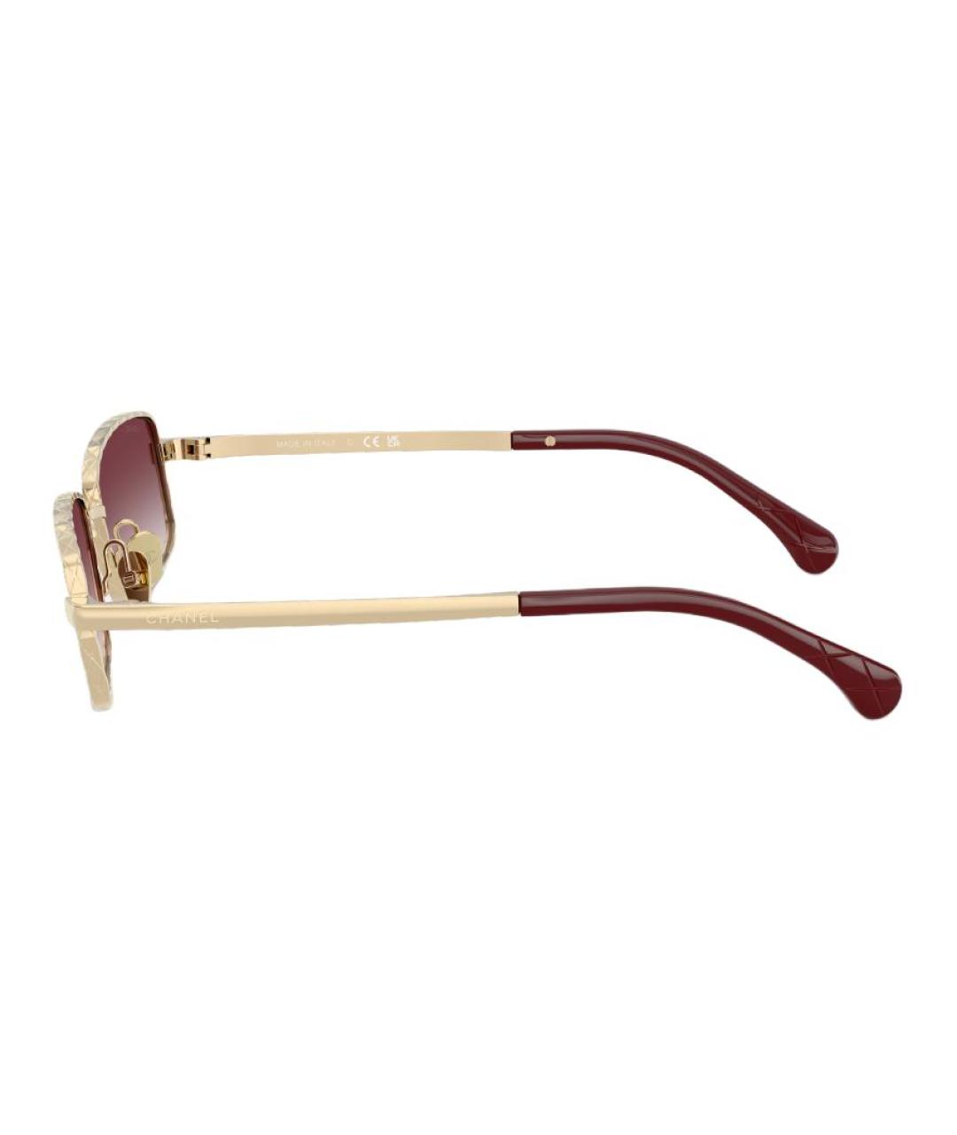 CHANEL Золотые металлические солнцезащитные очки, фото 4