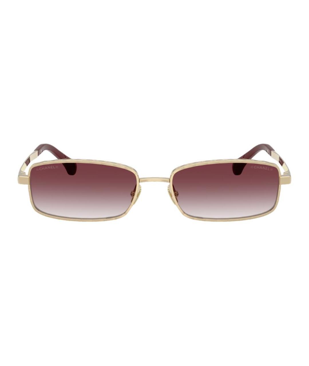 CHANEL Золотые металлические солнцезащитные очки, фото 2