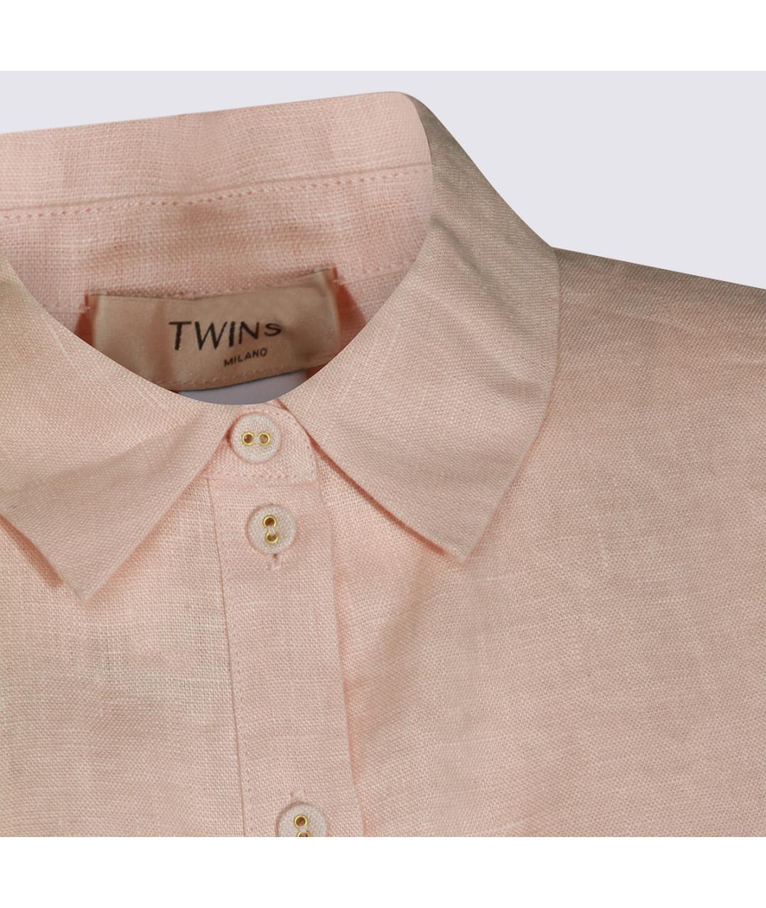 TWIN-SET Розовая льняная рубашка, фото 4