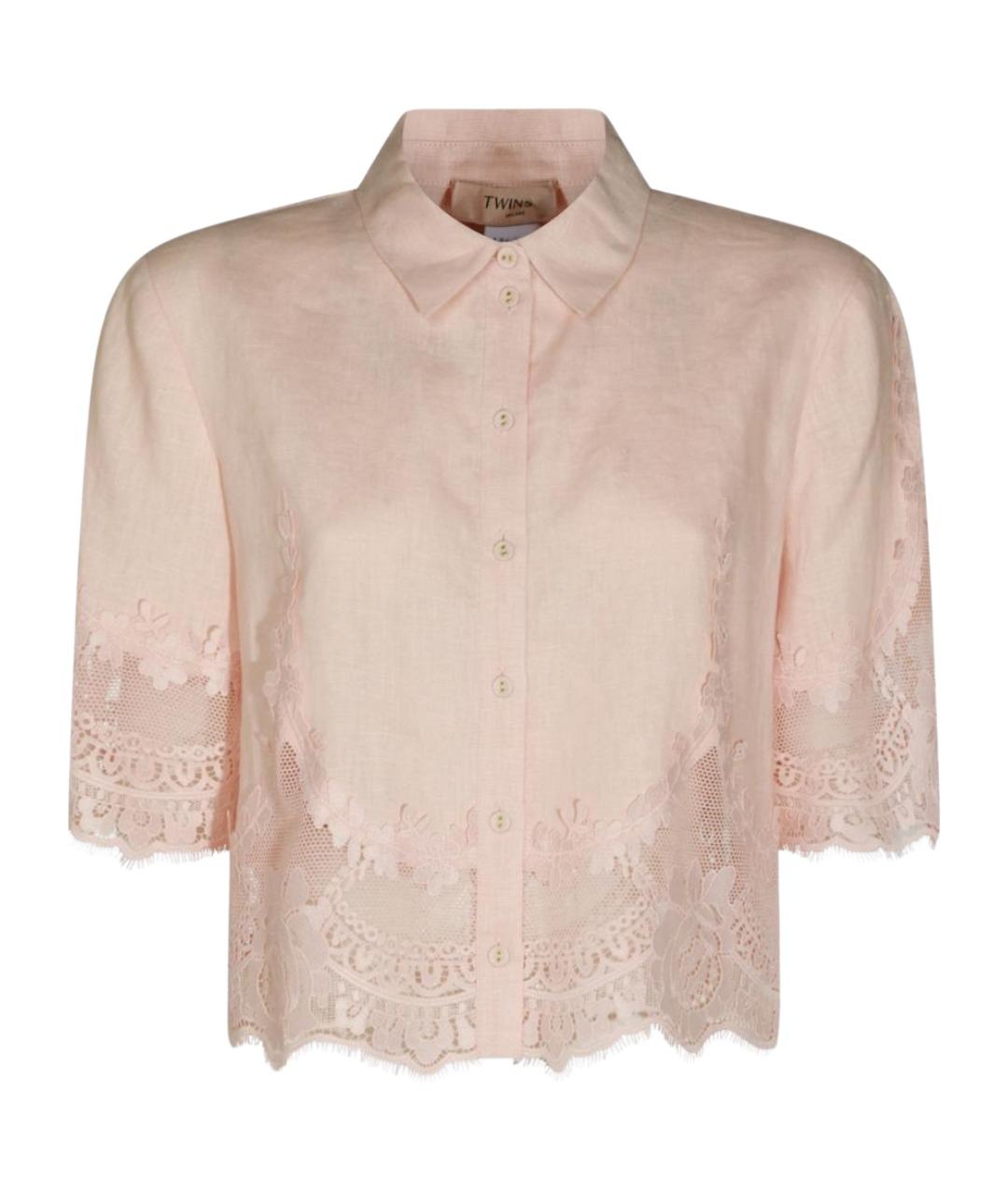 TWIN-SET Розовая льняная рубашка, фото 1