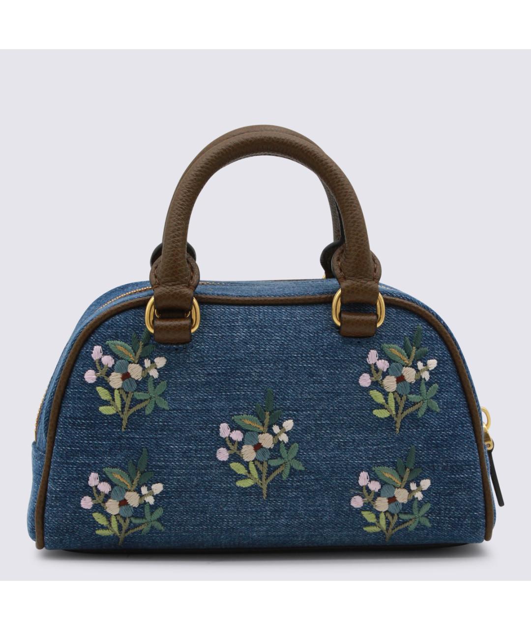 VALENTINO Синяя тканевая сумка с короткими ручками, фото 3