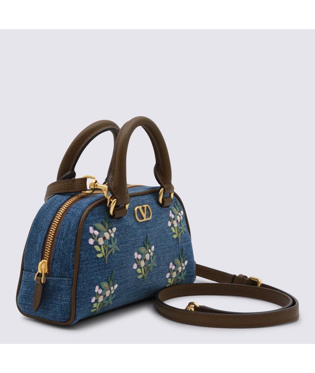 VALENTINO Синяя тканевая сумка с короткими ручками, фото 2
