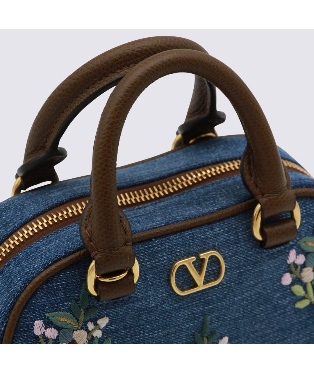 VALENTINO Синяя тканевая сумка с короткими ручками, фото 4