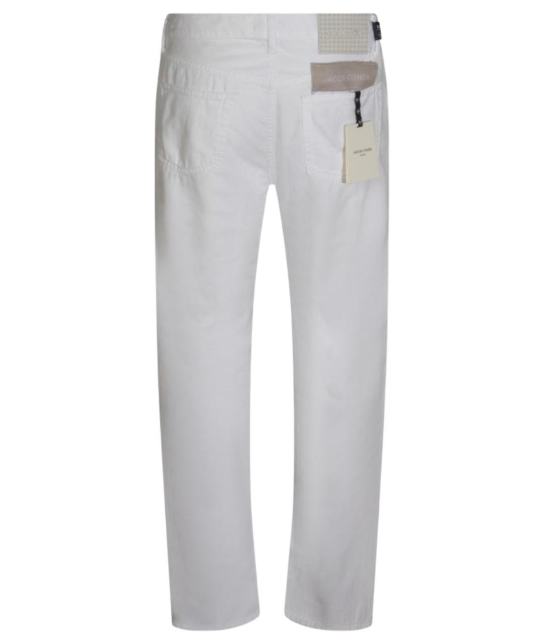 JACOB COHEN Белые хлопковые прямые джинсы, фото 2
