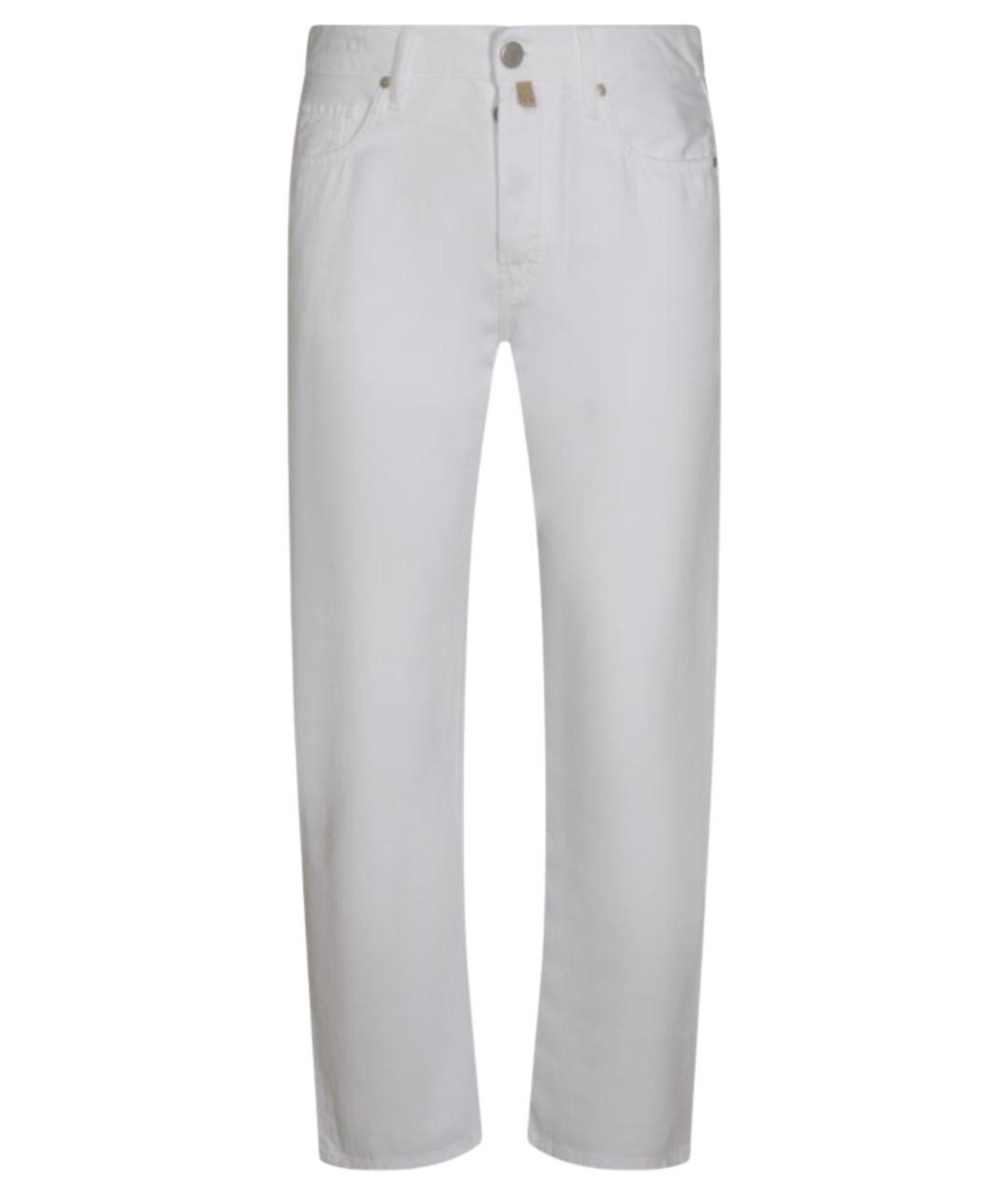 JACOB COHEN Белые хлопковые прямые джинсы, фото 1