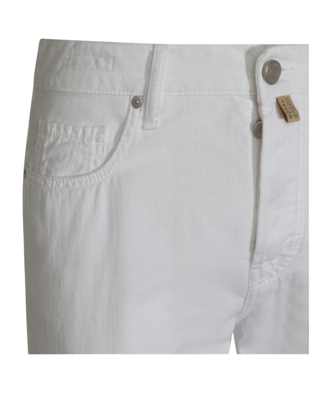 JACOB COHEN Белые хлопковые прямые джинсы, фото 3