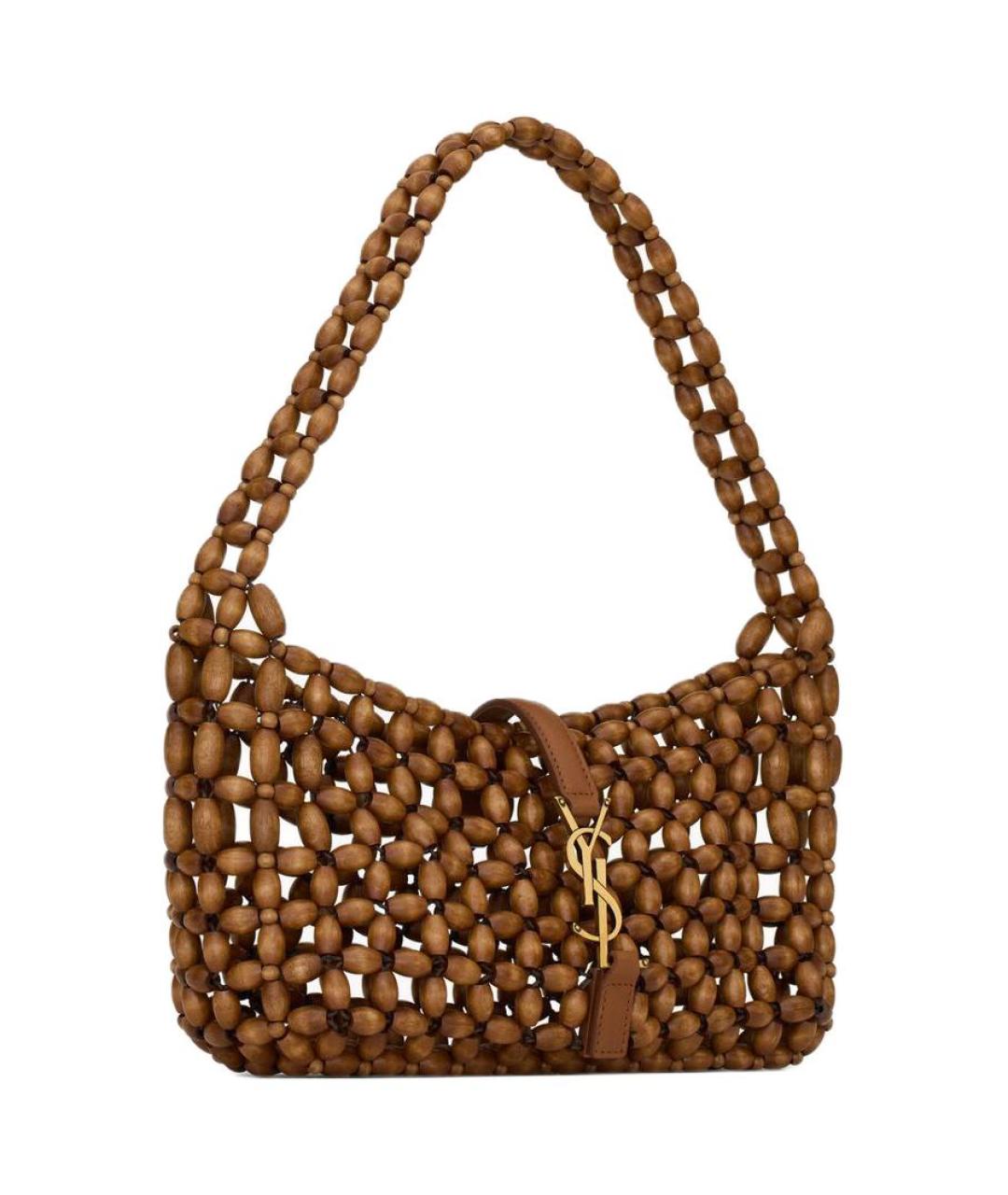 SAINT LAURENT Коричневая пелетеная сумка через плечо, фото 2