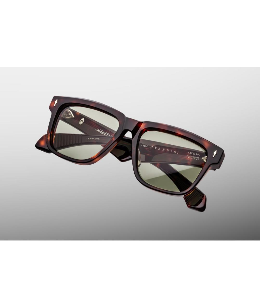 JACQUES MARIE MAGE Коричневые пластиковые солнцезащитные очки, фото 3