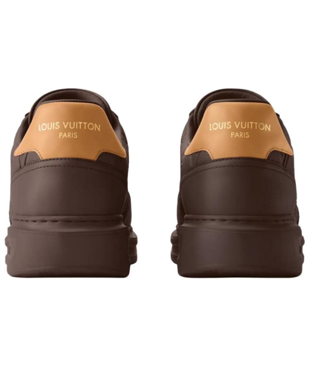 LOUIS VUITTON Коричневые кожаные низкие кроссовки / кеды, фото 5
