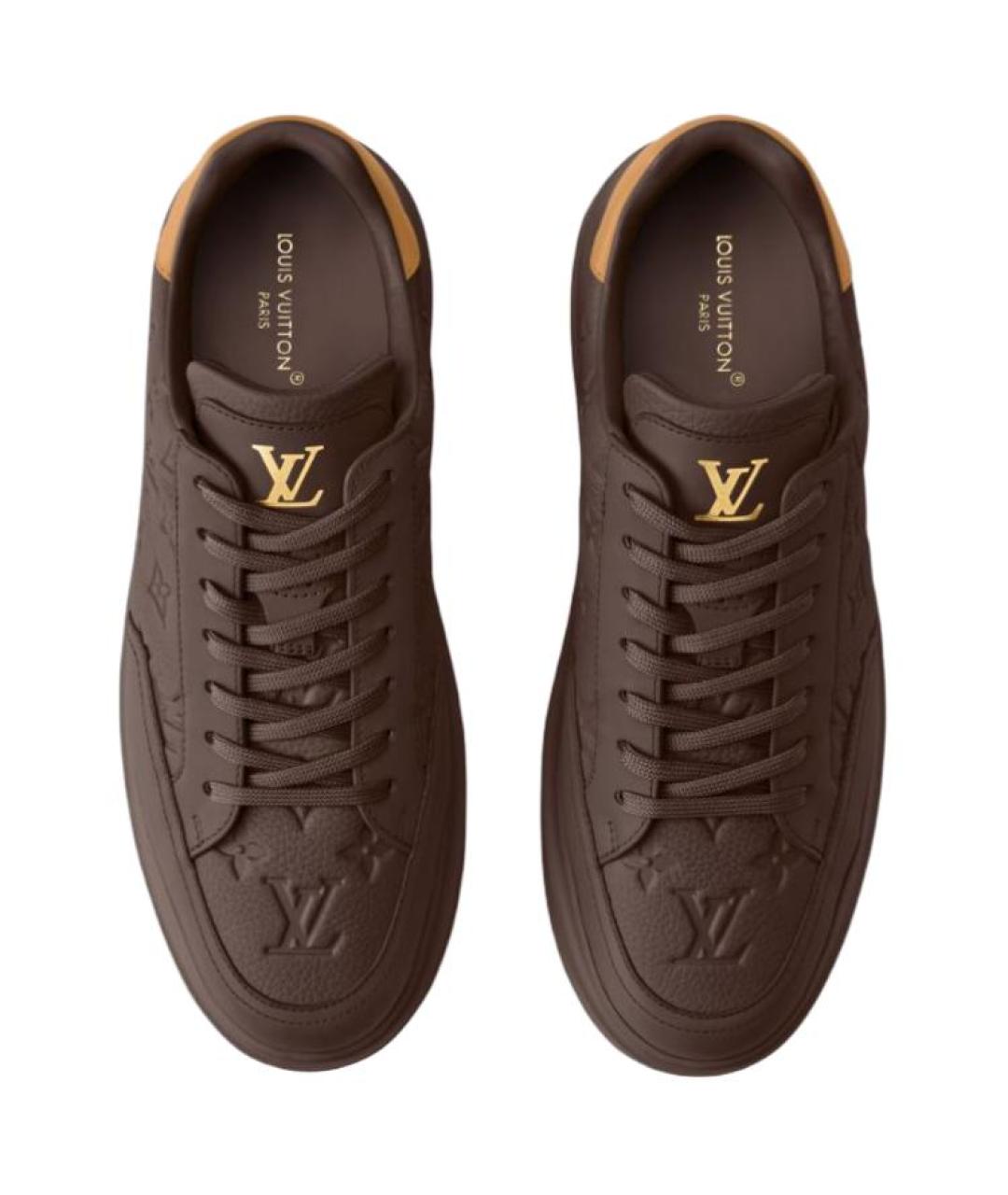 LOUIS VUITTON Коричневые кожаные низкие кроссовки / кеды, фото 4