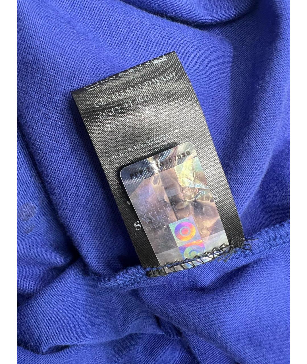 PHILIPP PLEIN Синяя хлопко-эластановая майка, фото 7