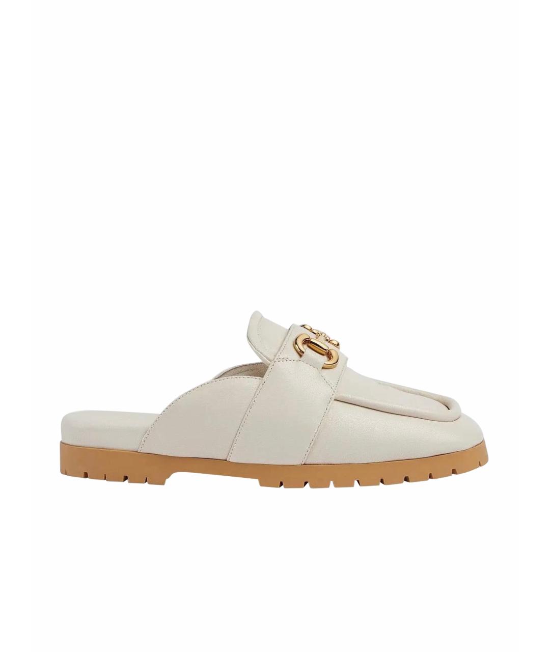 GUCCI Бежевые кожаные мюли, фото 1