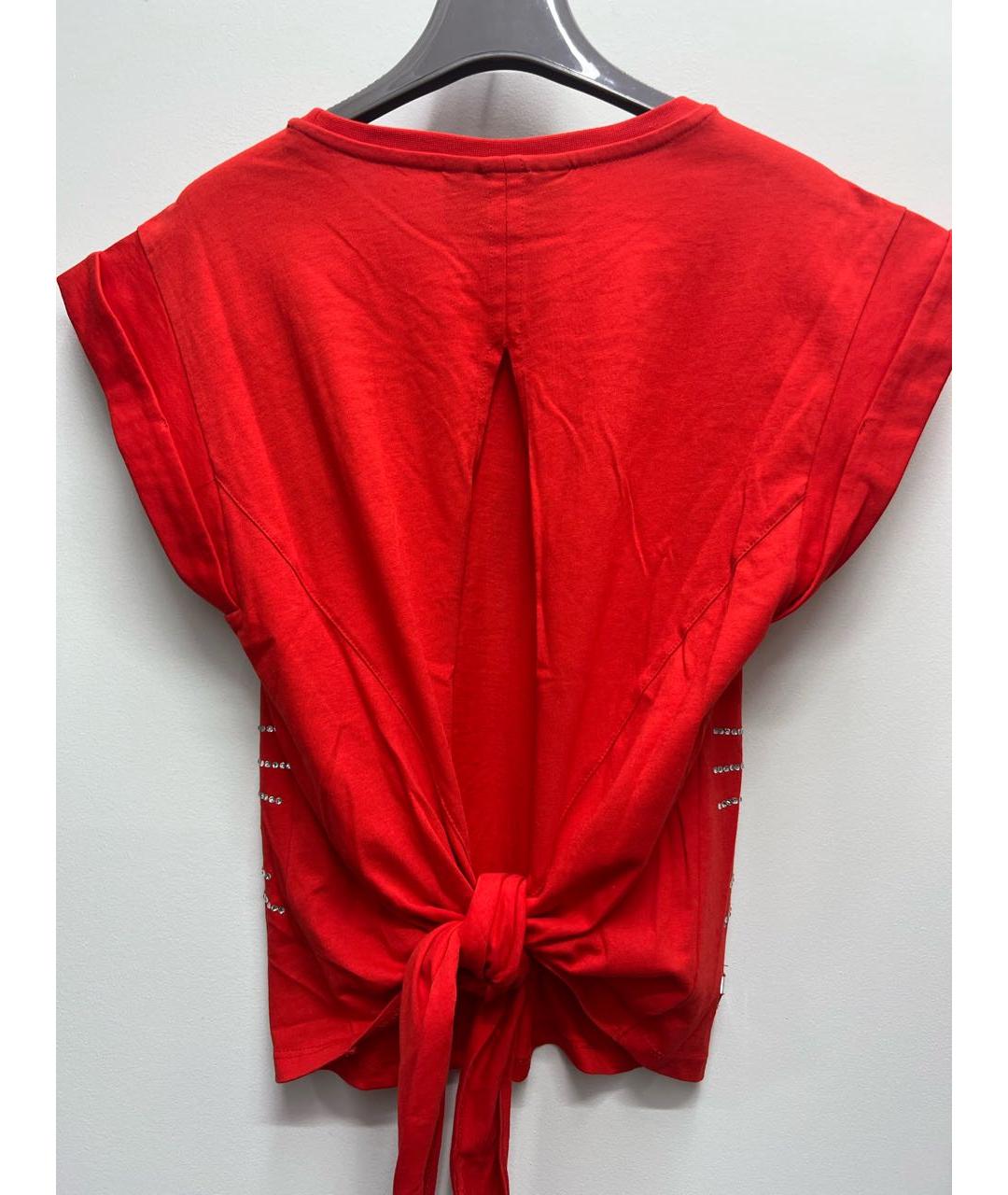 PHILIPP PLEIN Красная хлопко-эластановая футболка, фото 4