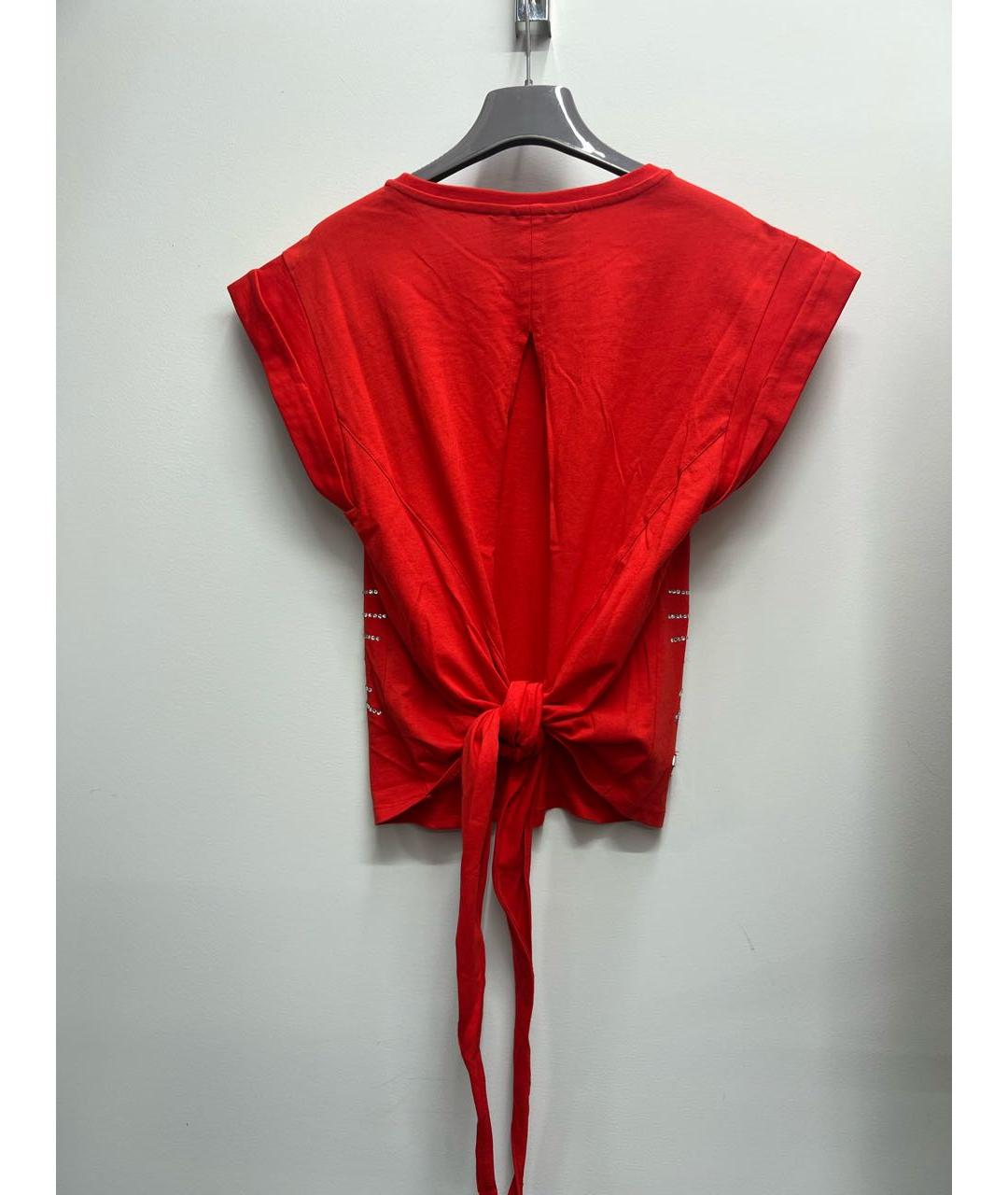 PHILIPP PLEIN Красная хлопко-эластановая футболка, фото 3