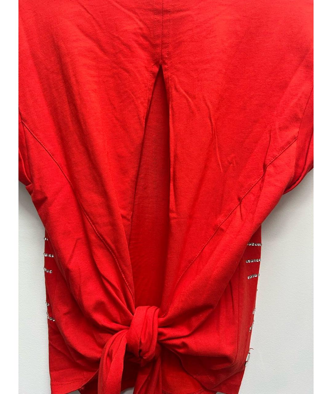 PHILIPP PLEIN Красная хлопко-эластановая футболка, фото 5