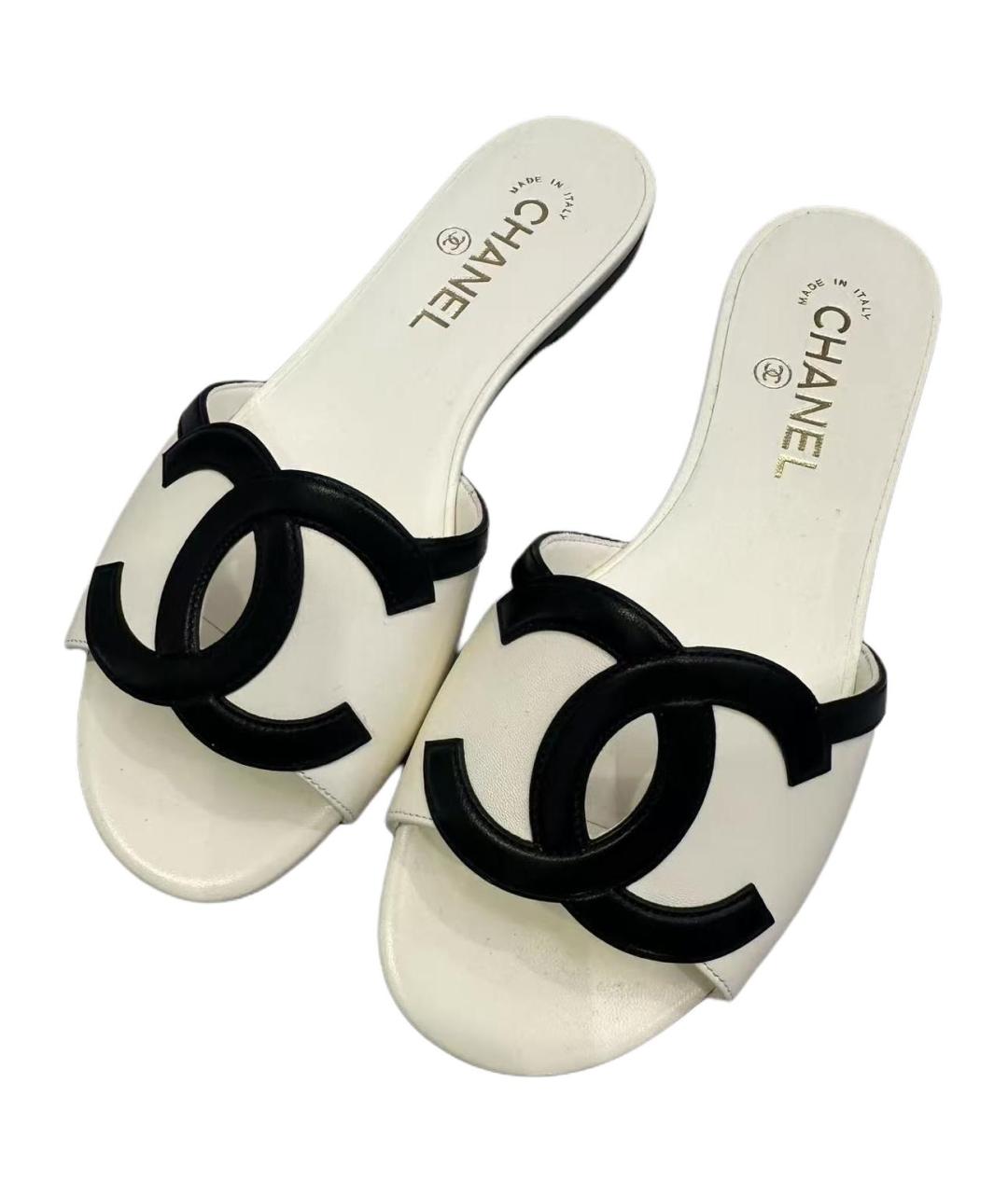 CHANEL Белые шлепанцы, фото 3