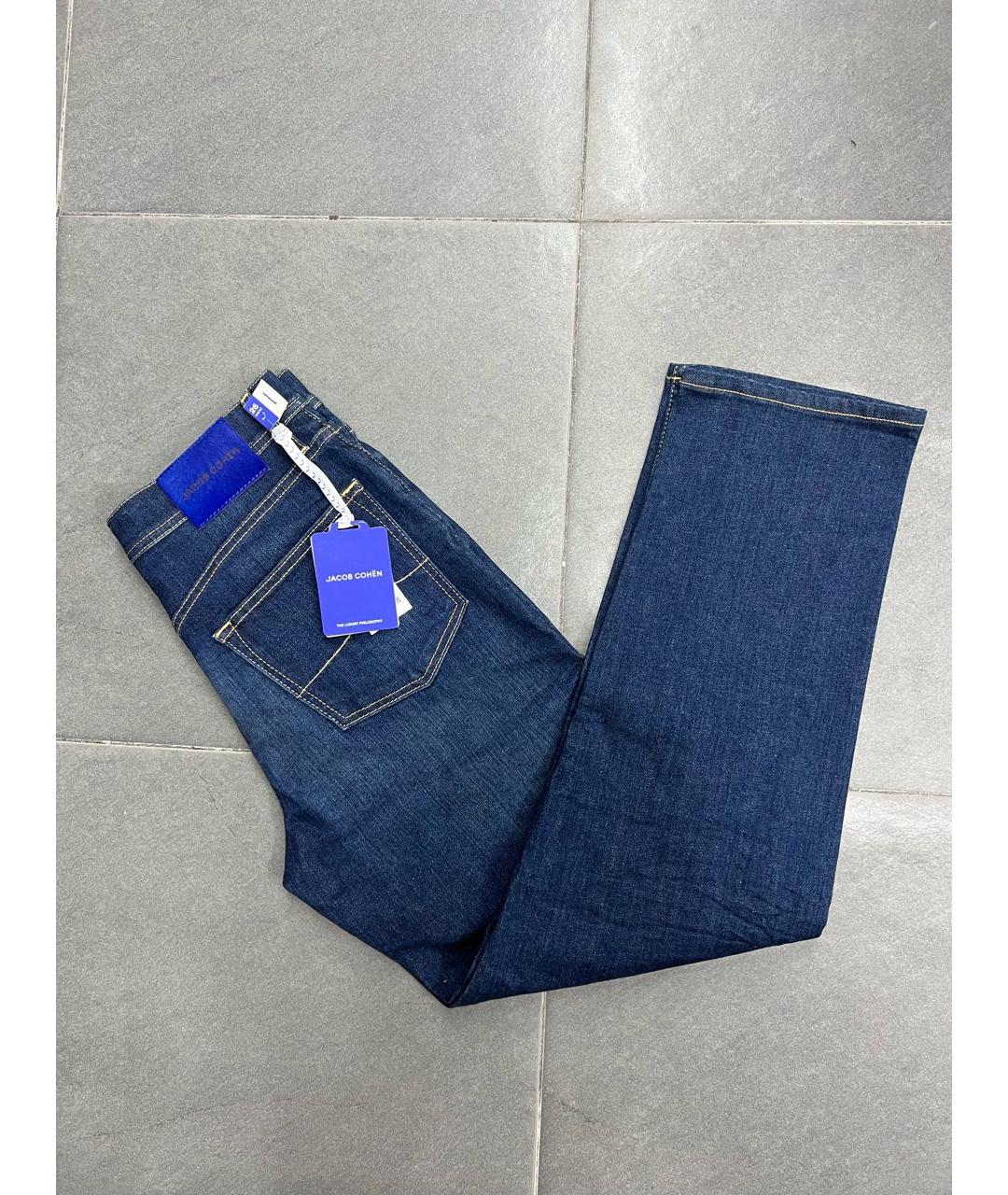 JACOB COHEN Синие хлопко-эластановые прямые джинсы, фото 2