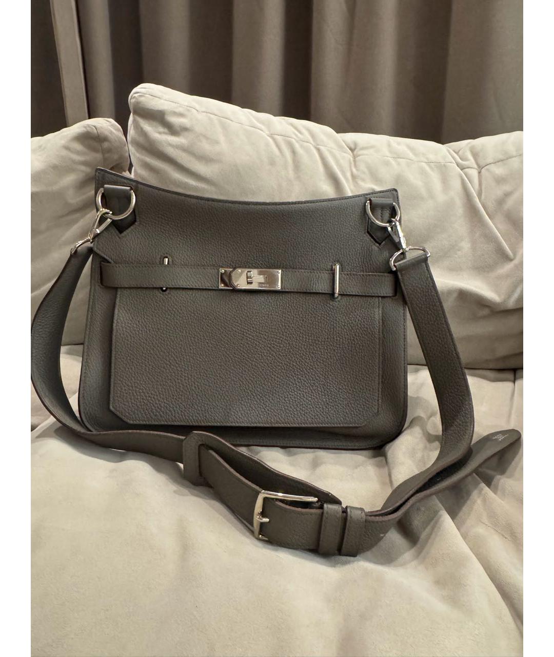 HERMES Серая кожаная сумка через плечо, фото 6