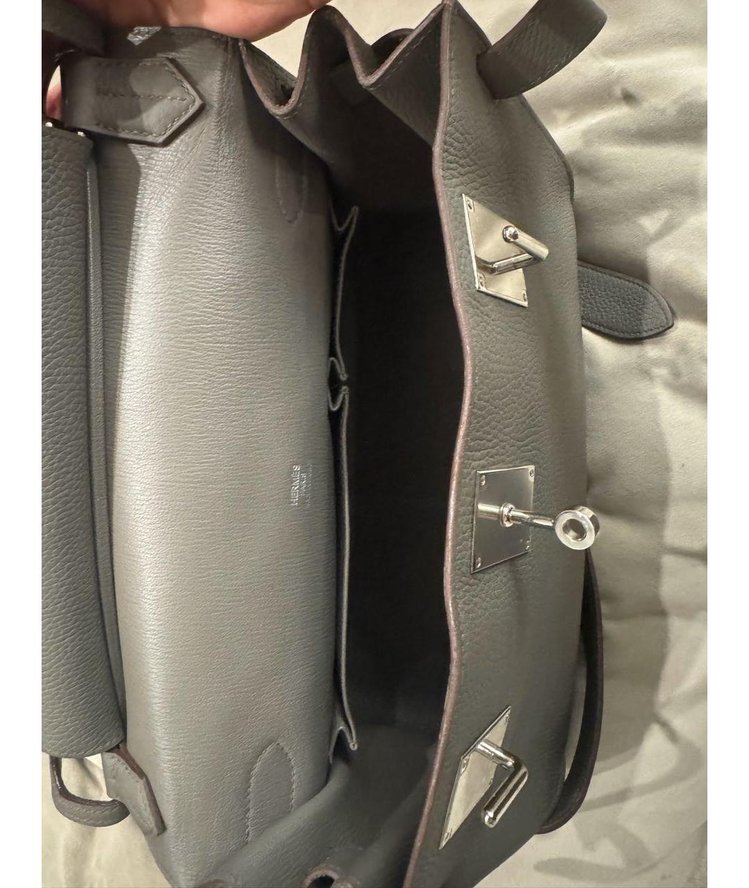 HERMES Серая кожаная сумка через плечо, фото 4