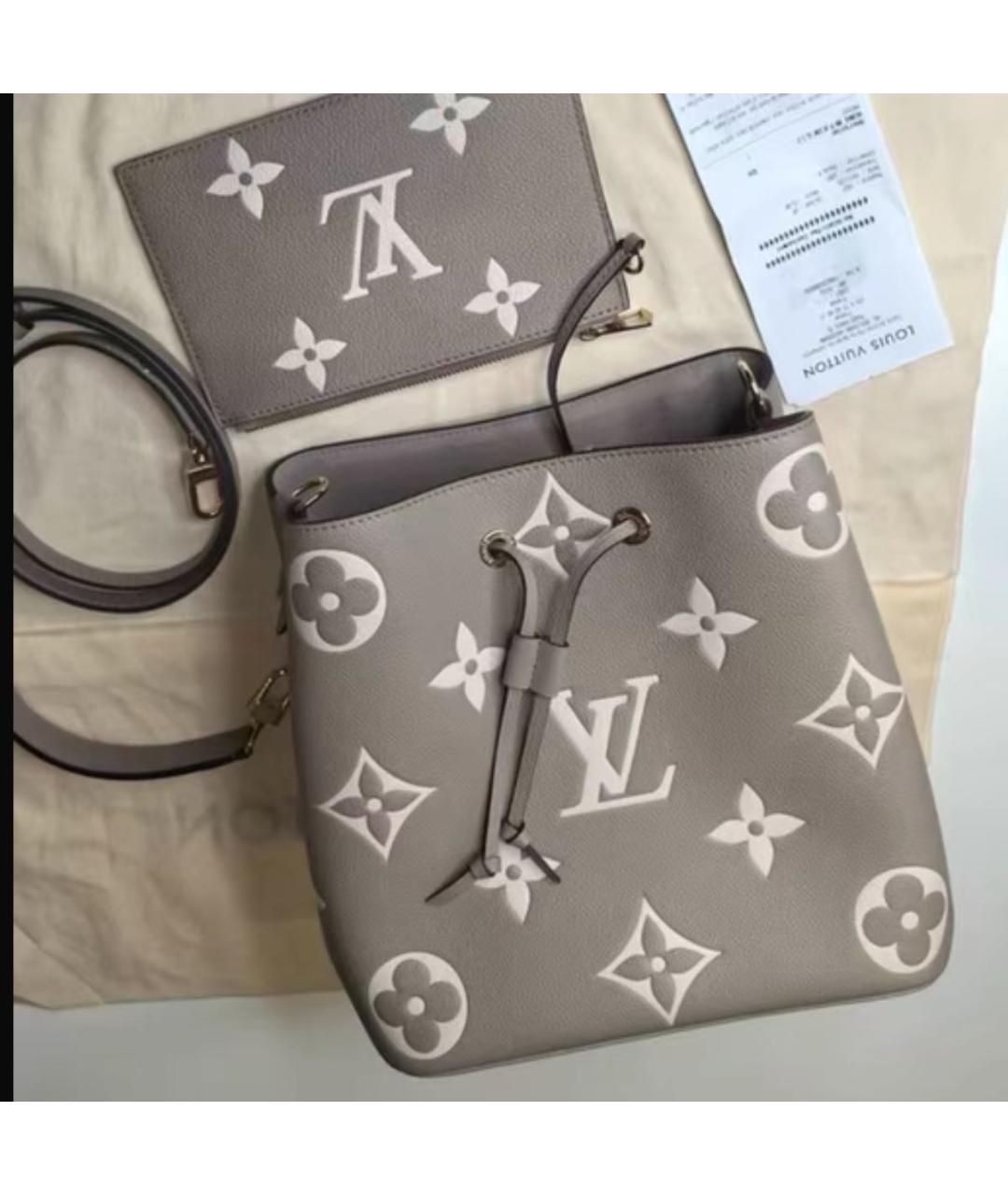 LOUIS VUITTON Бежевая кожаная сумка тоут, фото 3